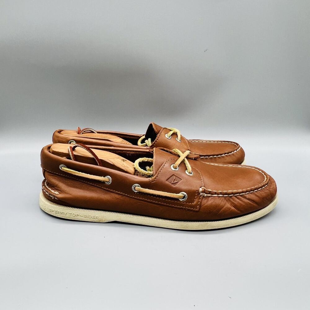 Sperry Shoes Mens 10.5 Brown Leather Top Sider Boat Deck Moc Toe Casual Comfort